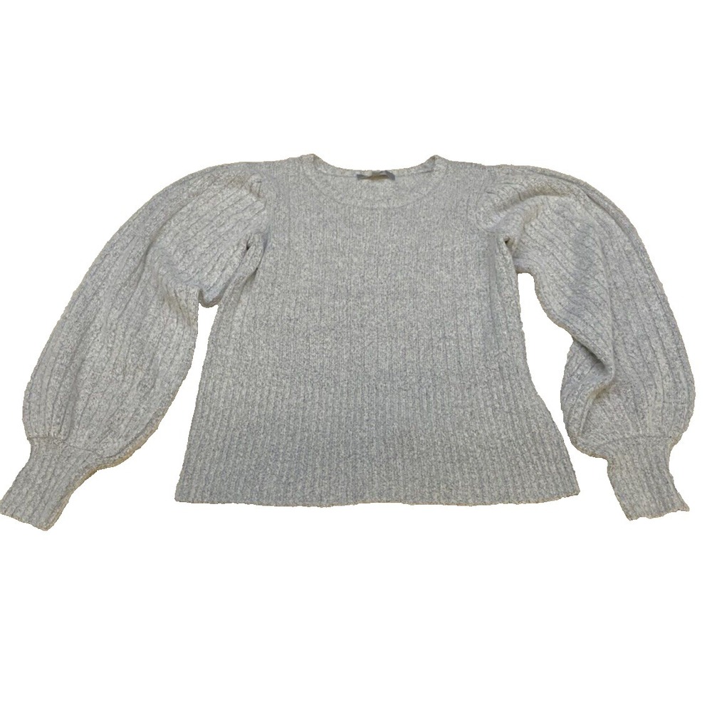 Marled Reunited Clothing Ribbed Grey Sweater Puffed Sleeve Comfort M‎